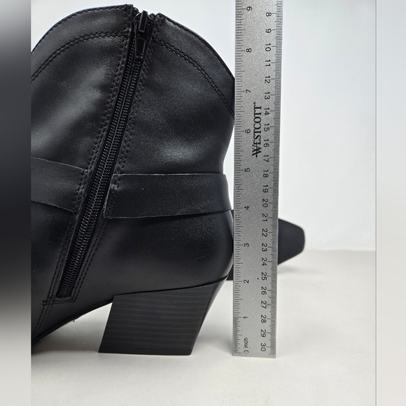 Open Edit Womens Enzo Western Flare Boots Sz 8.5M Black Leather Side Harness - Picture 8 of 11